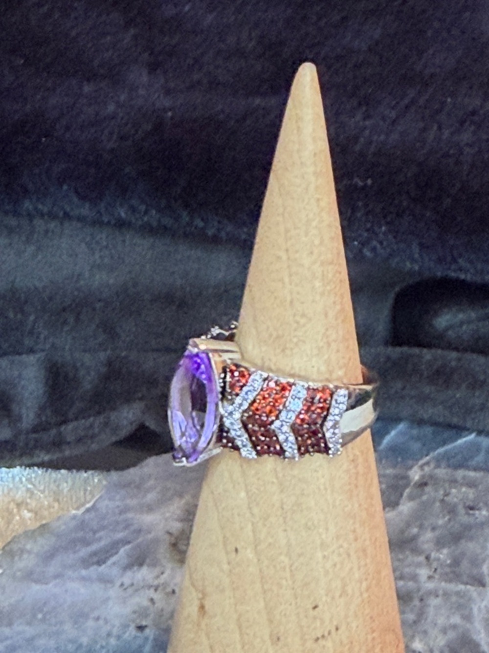 Moroccan Amethyst, Garnet & Zircon Celestial Elegance Ring Platinum over 6 - Picture 4 of 11